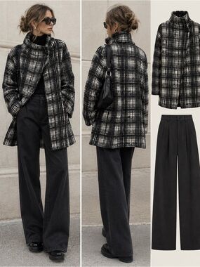 Vintage ESME Black & White Plaid Women’s Coat